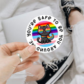 3 Pcs You're Safe to Be You Around Me Pride LGBTQ+ Flag Trans Colors Pride Month Lesbian Queer Bisexual Sticker for Laptop Phone Water Bottle Cars Phone Case Laptop 3"x3"